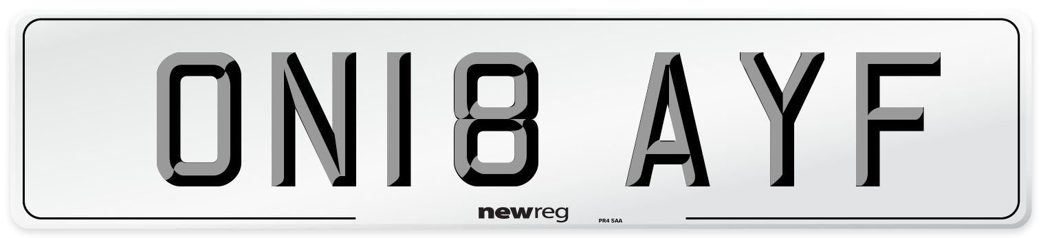 ON18 AYF Number Plate from New Reg
